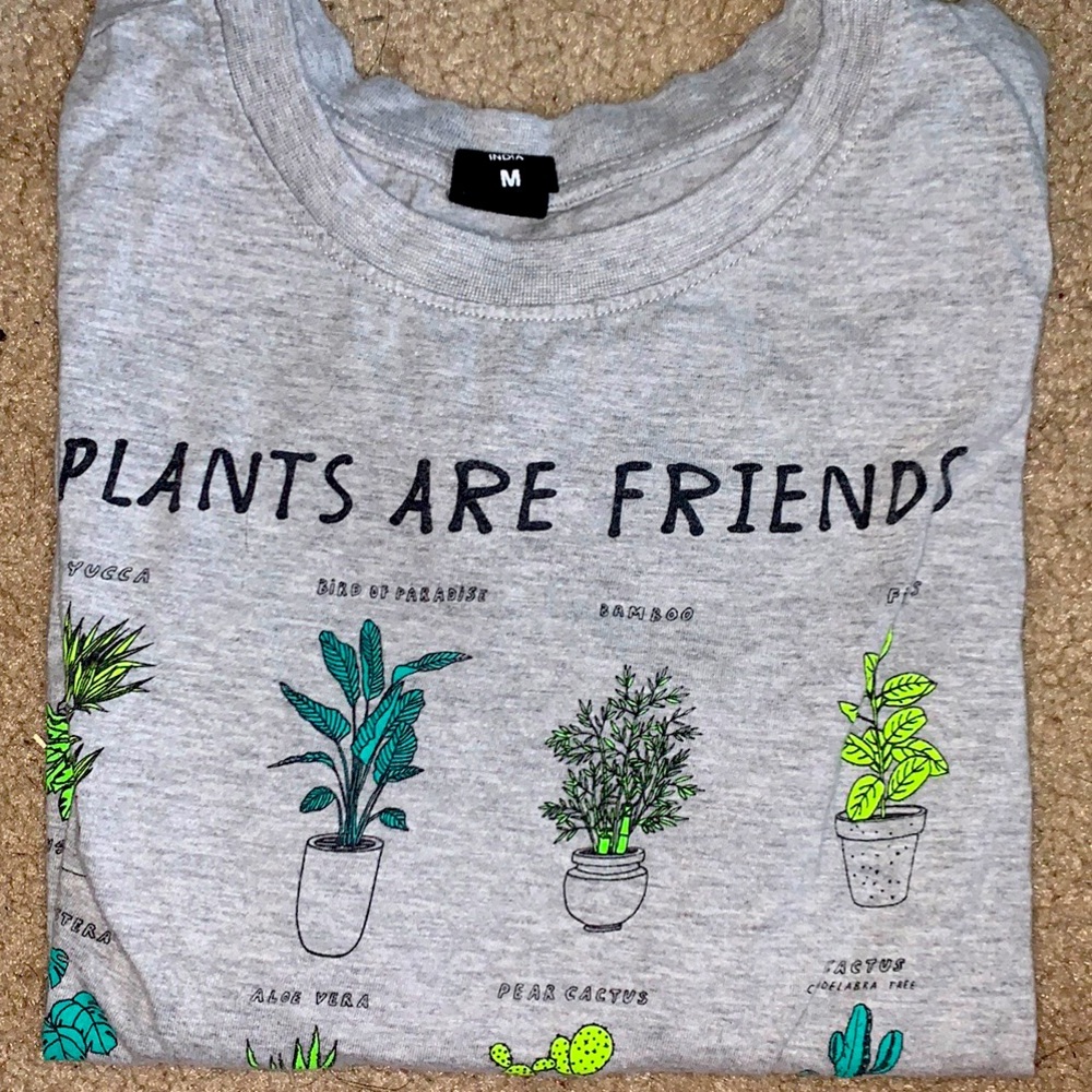 Grey children’s medium plants are friends t-shirt